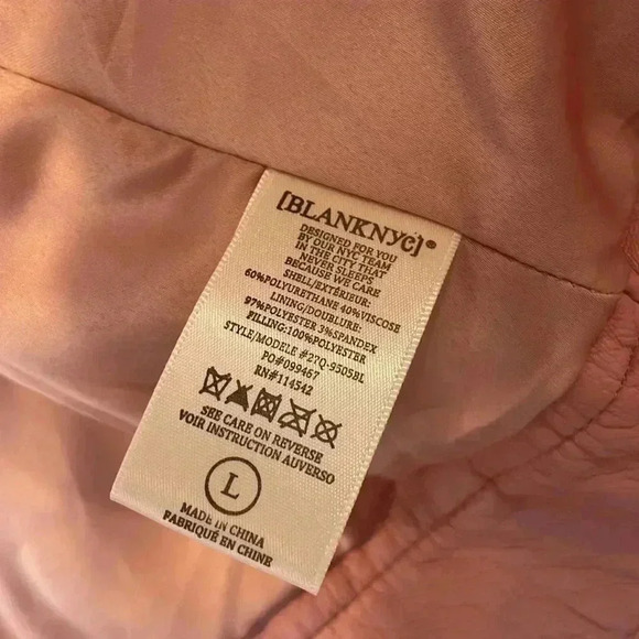 NWT Blank NYC Pink Faux Leather Moto Biker Jacket Zip Up Collared Mauve Sz L - Picture 13 of 16